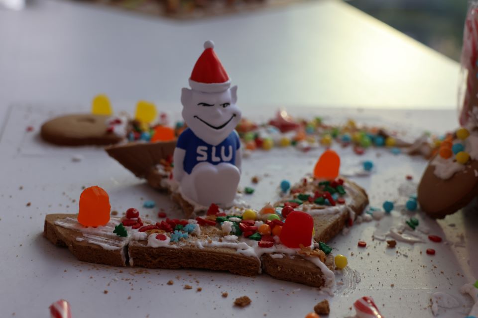 Teams of students in pro’s School of Science and Engineering put their engineering skills to work for a December Innovation Challenge. The teams built gingerbread houses designed to stand up during a weight-loading competition.