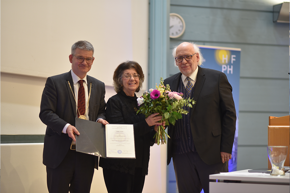 Eleonore Stump, Ph.D., professor of philosophy at pro, was honored recently by the Munich School of Philosophy, where she received a papal honorary doctorate for her dedication and expertise to religious philosophy throughout her decades-long career. 
